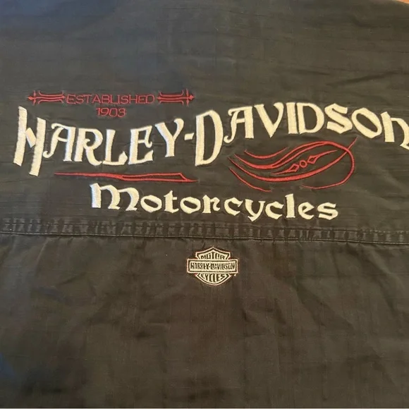 Harley-Davidson Vintage Washed Black Button Up Shirt Big Back Logo Size S - Picture 9 of 9